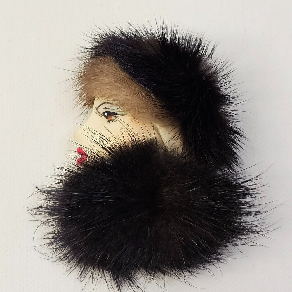 Vintage Porcelain Woman Face Brooch Unmarked Silhouette Pin #2